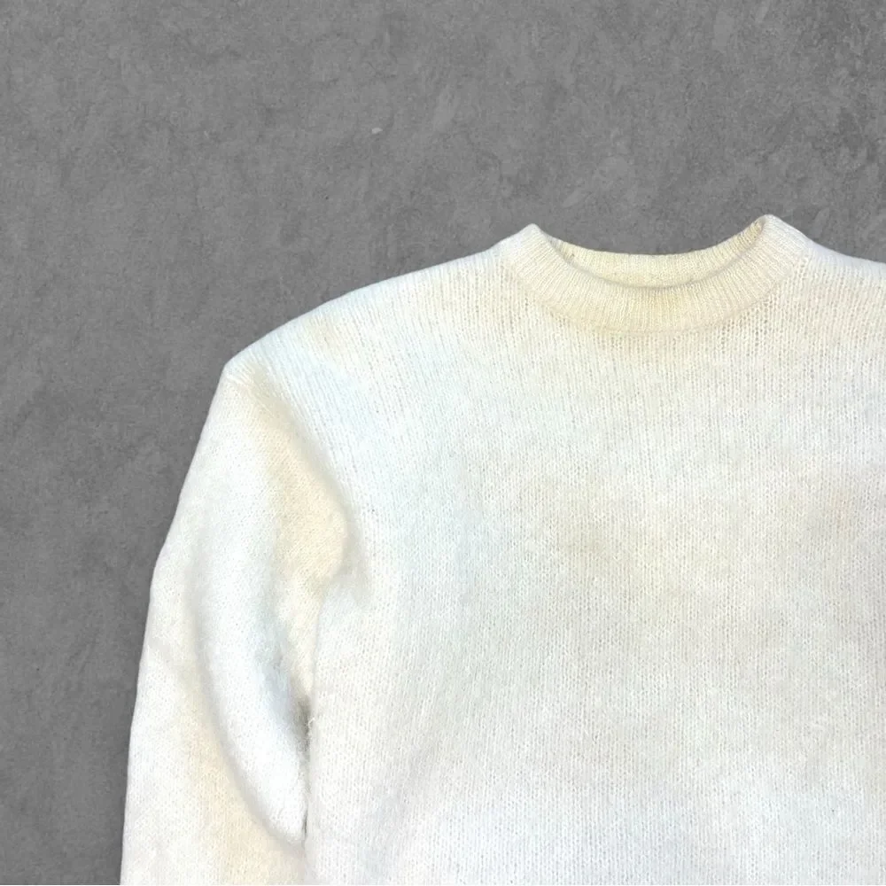 Vtg 70s Tidi Cream Mohair Fuzzy Sweater, Soft Long Hair, Mom Grandma S 60s - Picture 3 of 6